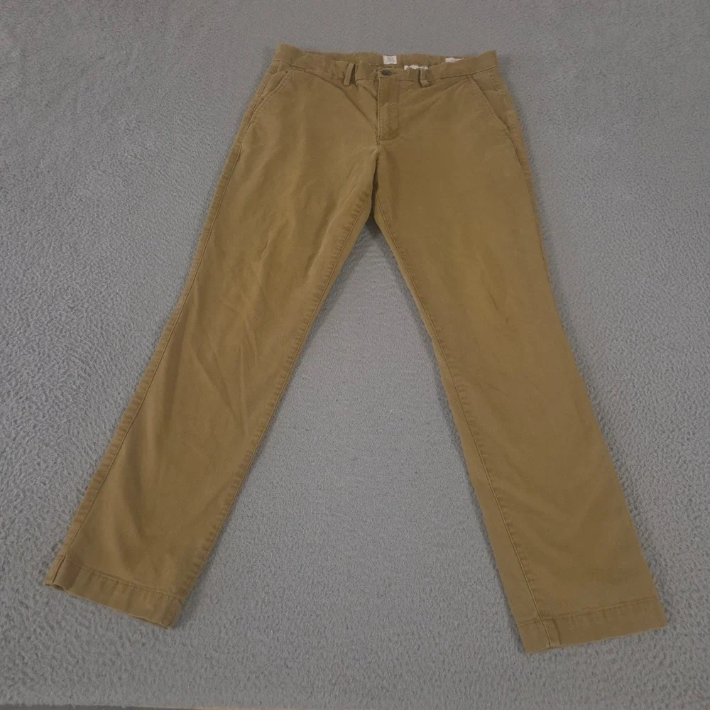 Gap Pants Mens 34x32 Tan Essential Khaki Slim Fit Stretch GapFlex Chino Trousers